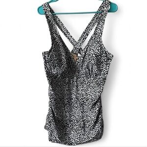 Black & White Animal Print Tankini Top